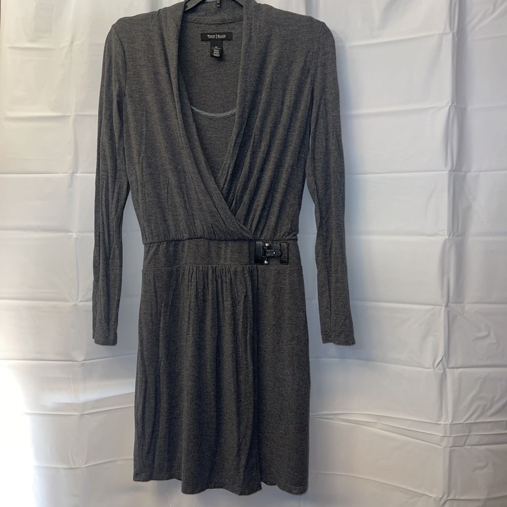 White House Black Market Women's‎ Wrap Dress Round Neck Long Sleeve Gray  Sz 00